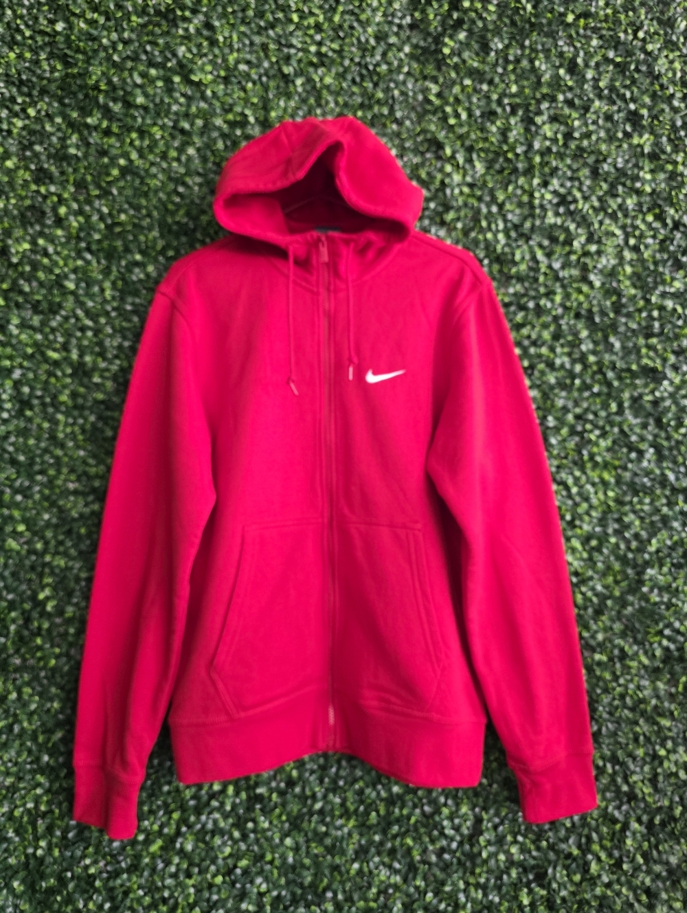 Nike Red Full-Zip Hoodie with White Swoosh